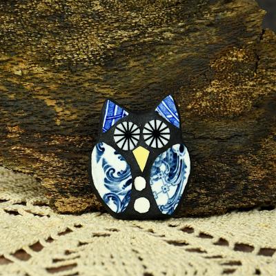 Broche hibou1 en vaisselle par mg