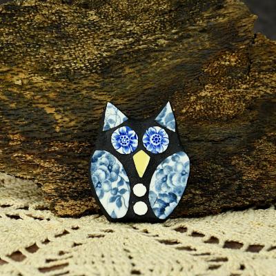 Broche hibou2 en vaisselle par mg